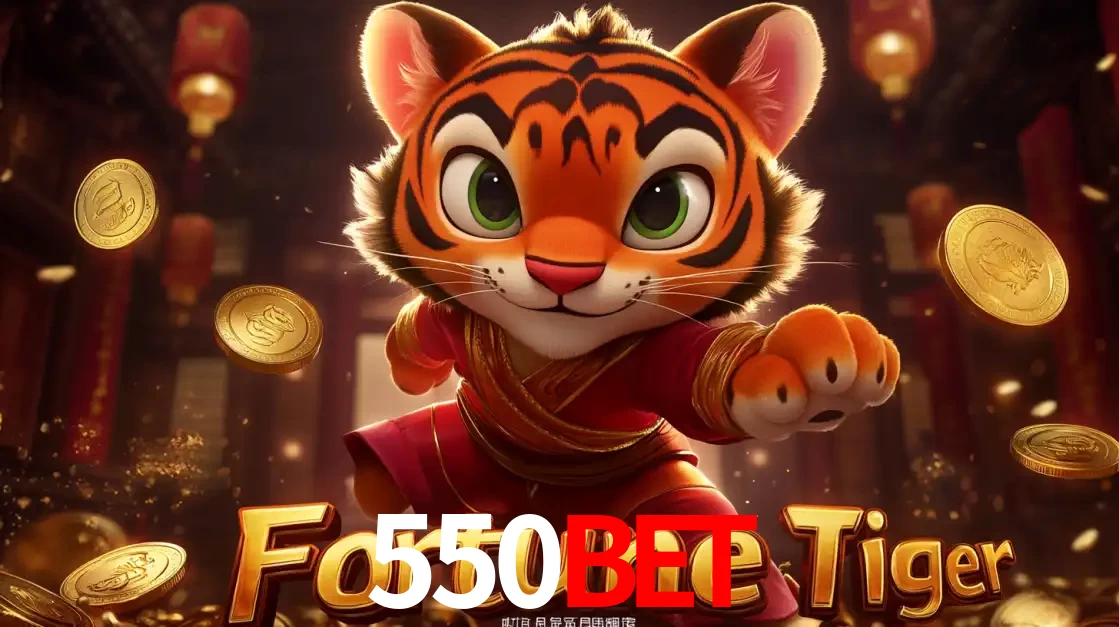 O carismático mascote do jogo de slot Fortune Tiger, um tigre fofo em pose de artes marciais, pronto para trazer sorte e multiplicadores de ganhos no cassino online 550BET.